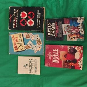 Bundle of 5 Classic Card Game Books Rook Solitaire Bridge Hoyle